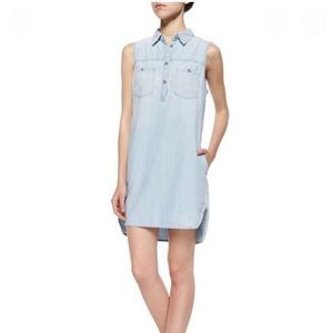 Adriano Goldschmied Aurelia Blue Sleeveless Chambray Denim Dress Size Large